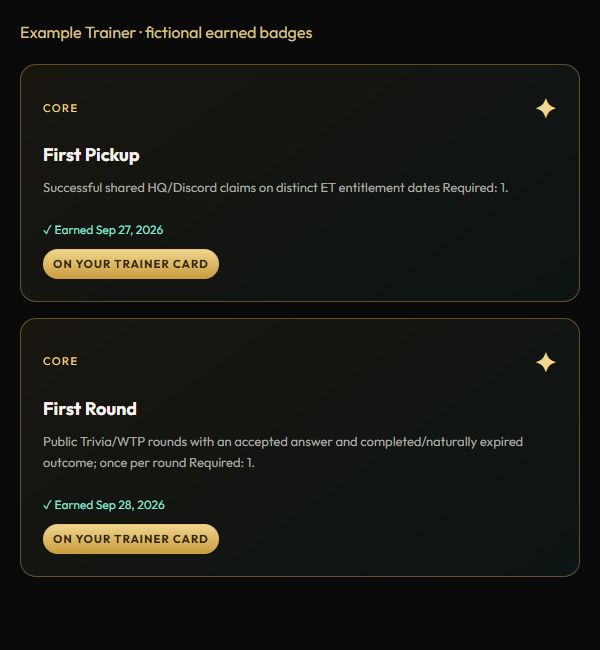 Illustrative earned achievements in the current collection interface